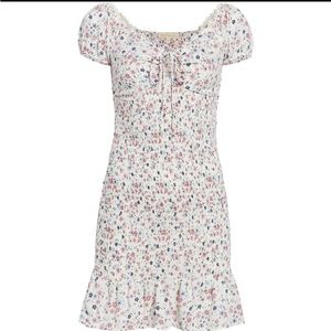 Madden Girl White Floral Smocked Dress